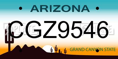 CGZ9546 Arizona License Plate