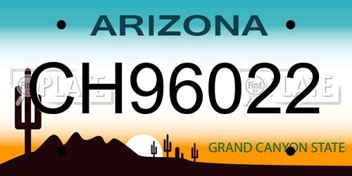 CH96022 Arizona License Plate