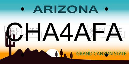 CHA4AFA Arizona License Plate