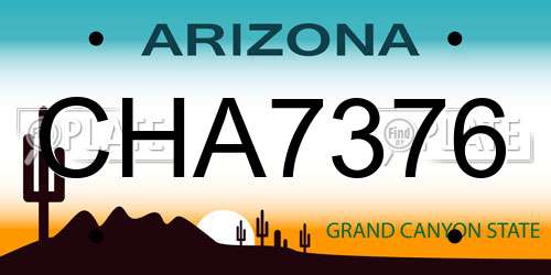 CHA7376 Arizona License Plate