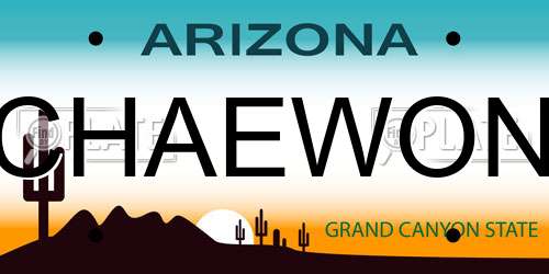 CHAEWON Arizona License Plate
