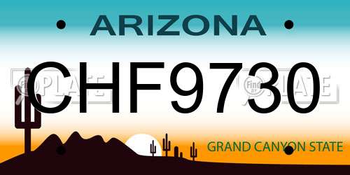 CHF9730 Arizona License Plate