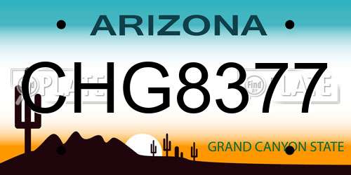 CHG8377 Arizona License Plate