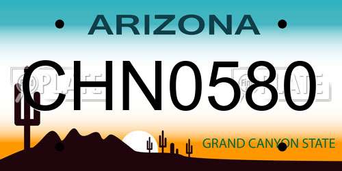 CHN0580 Arizona License Plate