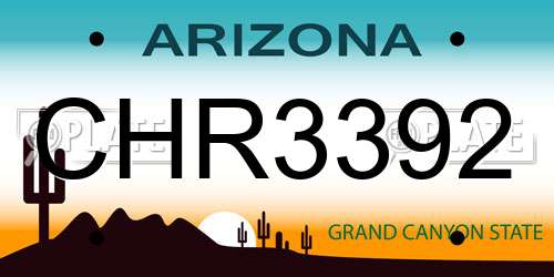 CHR3392 Arizona License Plate