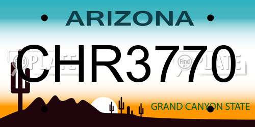CHR3770 Arizona License Plate