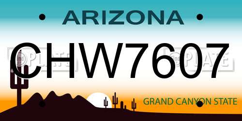 CHW7607 Arizona License Plate