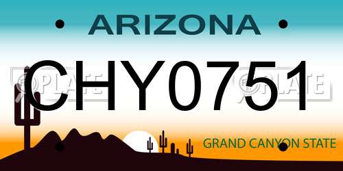 CHY0751 Arizona License Plate