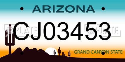 CJ03453 Arizona License Plate