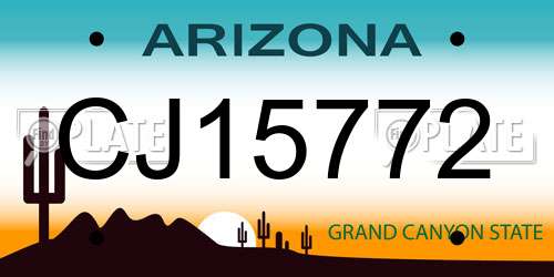 CJ15772 Arizona License Plate