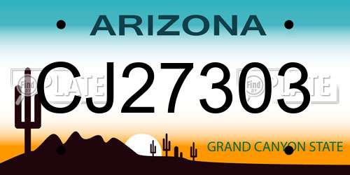 CJ27303 Arizona License Plate