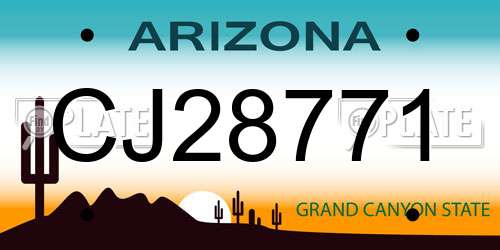 CJ28771 Arizona License Plate