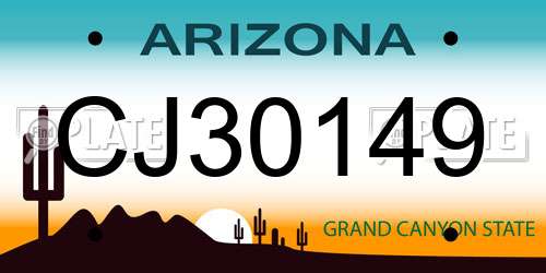 CJ30149 Arizona License Plate