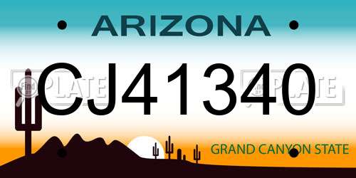 CJ41340 Arizona License Plate