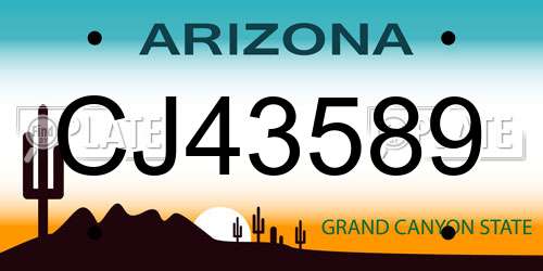 CJ43589 Arizona License Plate