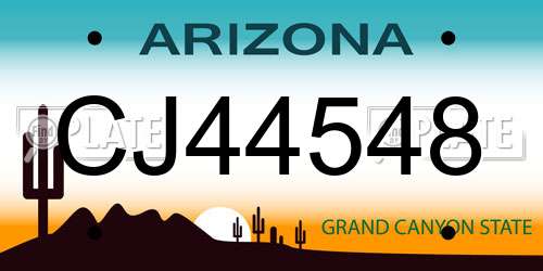 CJ44548 Arizona License Plate
