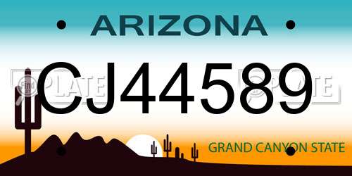 CJ44589 Arizona License Plate