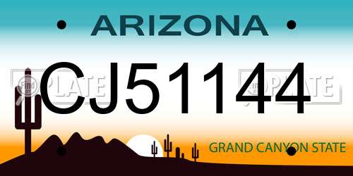 CJ51144 Arizona License Plate