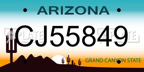 CJ55849 Arizona License Plate