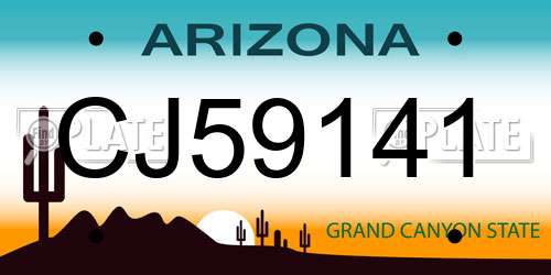 CJ59141 Arizona License Plate