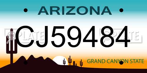 CJ59484 Arizona License Plate