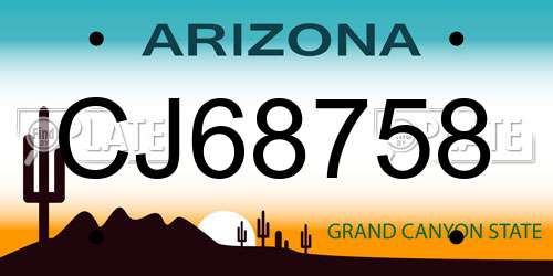 CJ68758 Arizona License Plate