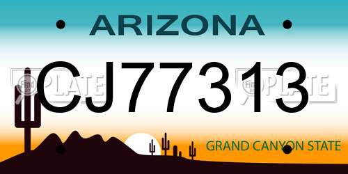 CJ77313 Arizona License Plate
