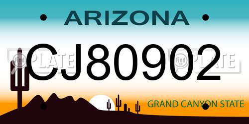 CJ80902 Arizona License Plate
