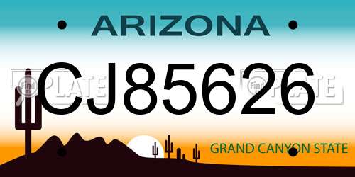 CJ85626 Arizona License Plate