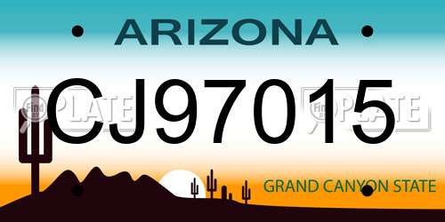 CJ97015 Arizona License Plate