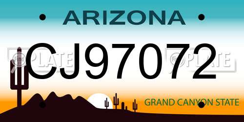 CJ97072 Arizona License Plate
