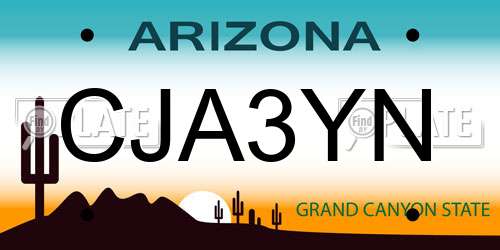 CJA3YN Arizona License Plate