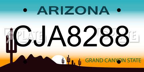 CJA8288 Arizona License Plate