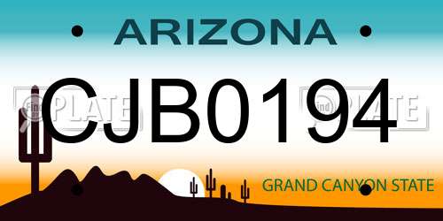 CJB0194 Arizona License Plate