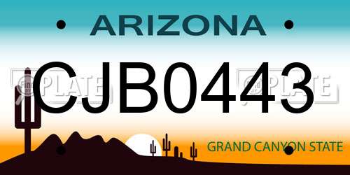 CJB0443 Arizona License Plate