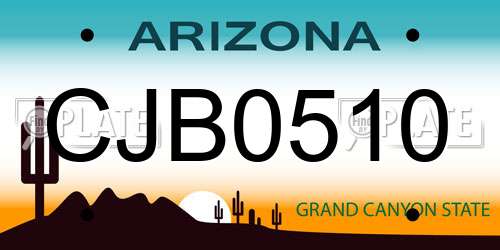 CJB0510 Arizona License Plate