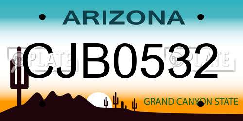 CJB0532 Arizona License Plate