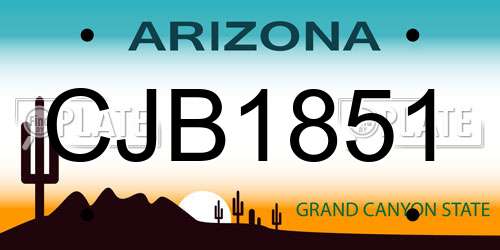 CJB1851 Arizona License Plate