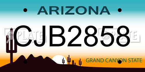 CJB2858 Arizona License Plate
