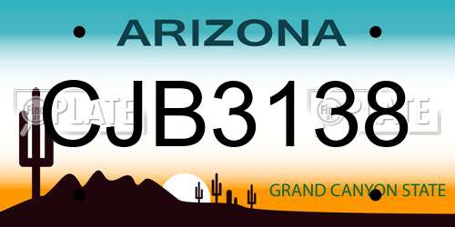 CJB3138 Arizona License Plate