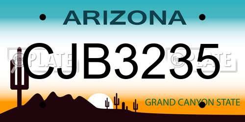 CJB3235 Arizona License Plate