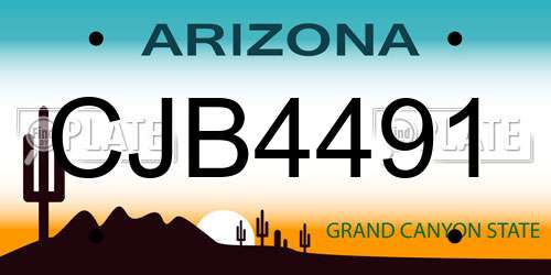 CJB4491 Arizona License Plate