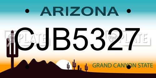 CJB5327 Arizona License Plate
