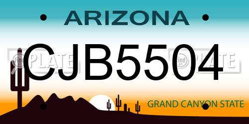 CJB5504 Arizona License Plate