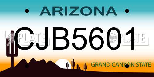 CJB5601 Arizona License Plate