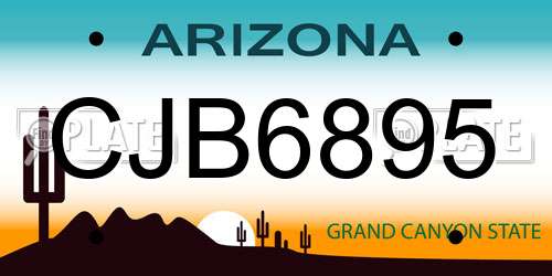 CJB6895 Arizona License Plate
