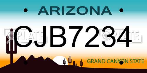CJB7234 Arizona License Plate