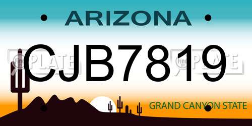 CJB7819 Arizona License Plate