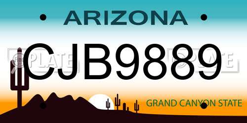 CJB9889 Arizona License Plate