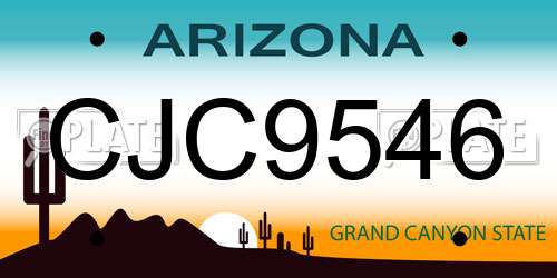 CJC9546 Arizona License Plate
